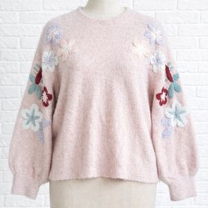 Boundless North Blush Floral Embroidered Sweater
